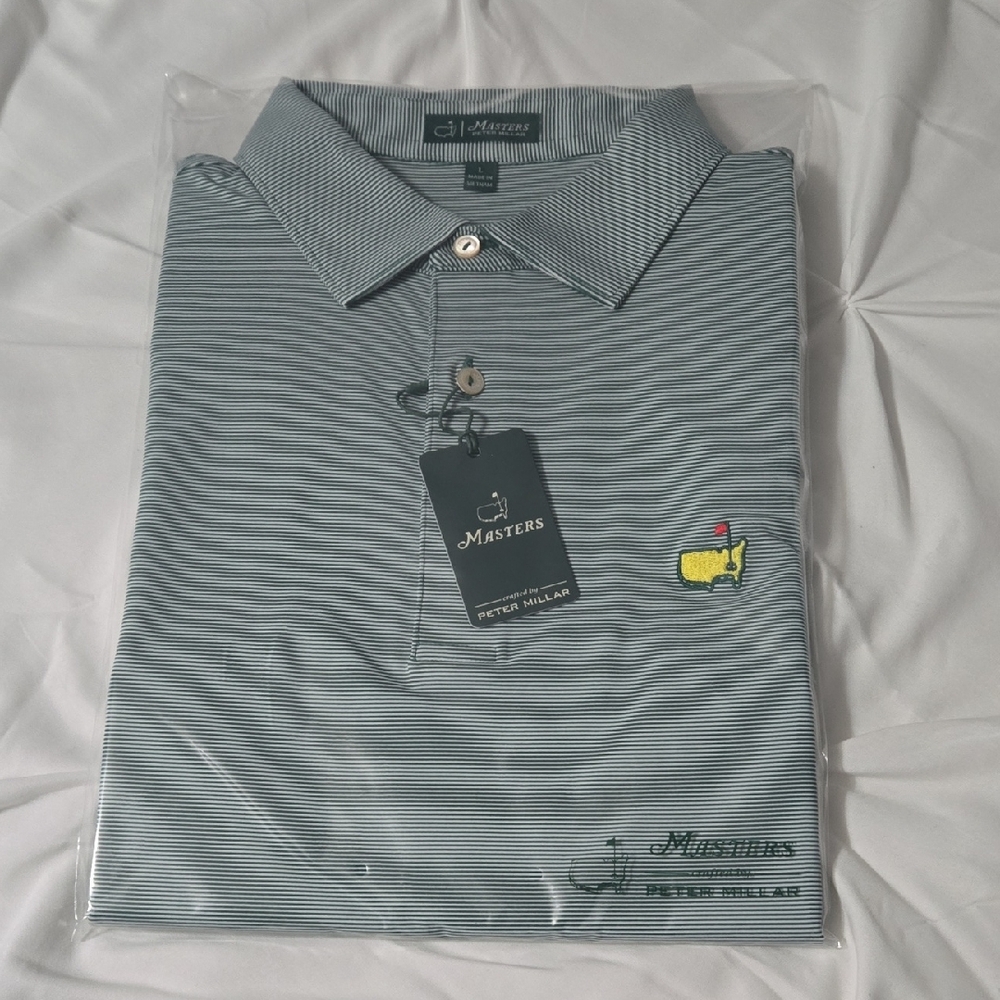 2025 Peter Millar Men's Green Striped Polo Shirt